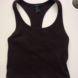 F21 M Dark Purple Cropped Halter Tank